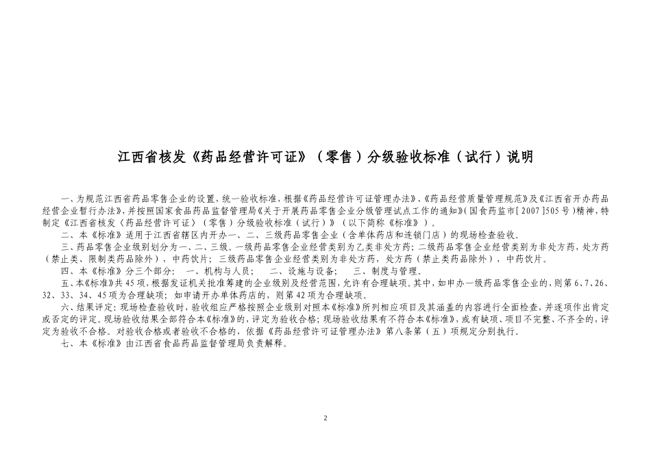 江西省核发《药品经营许可证》(零售)分级验收标准(试-行).doc_第2页