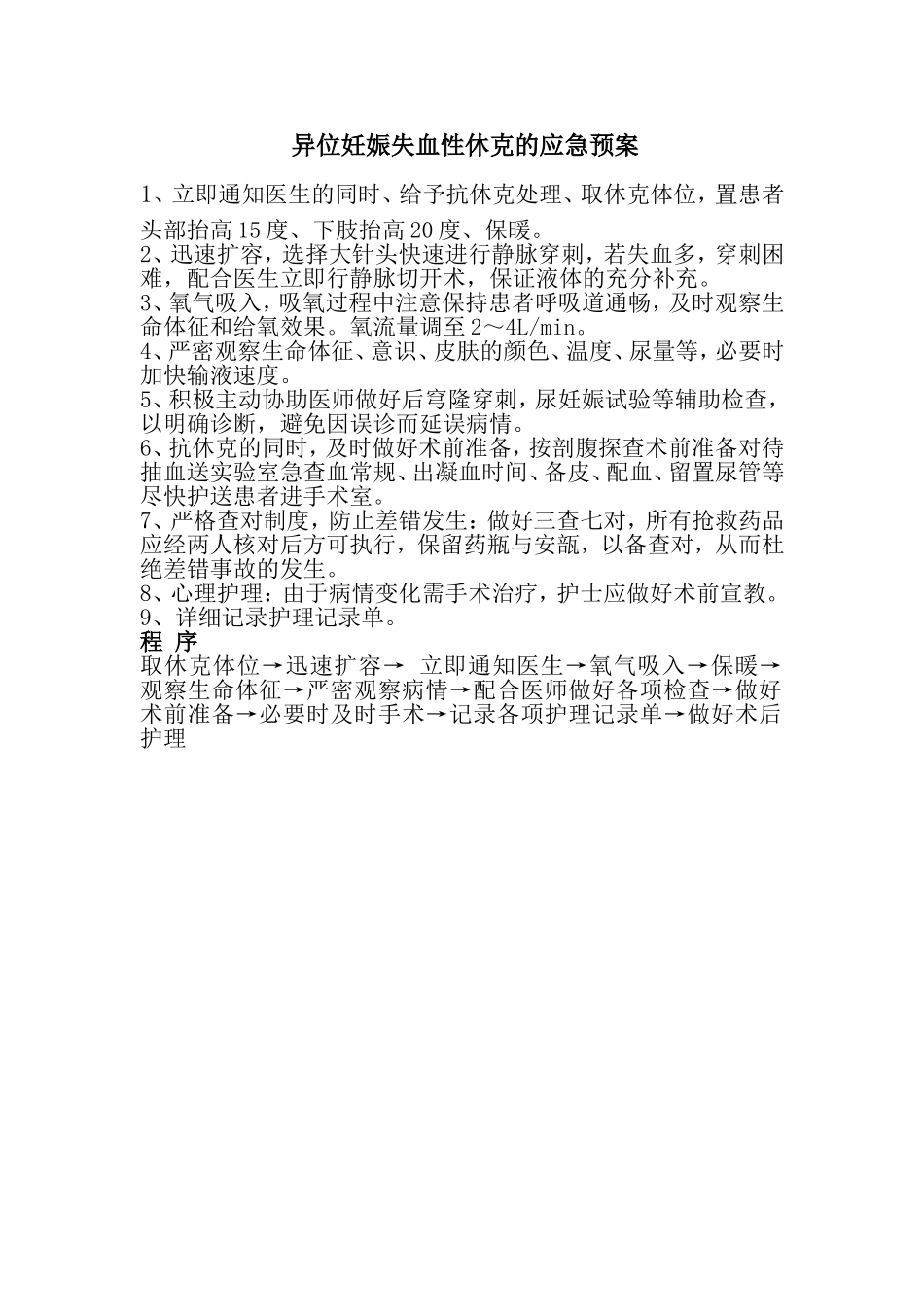 异位妊娠失血性休克的应急预案.doc_第1页