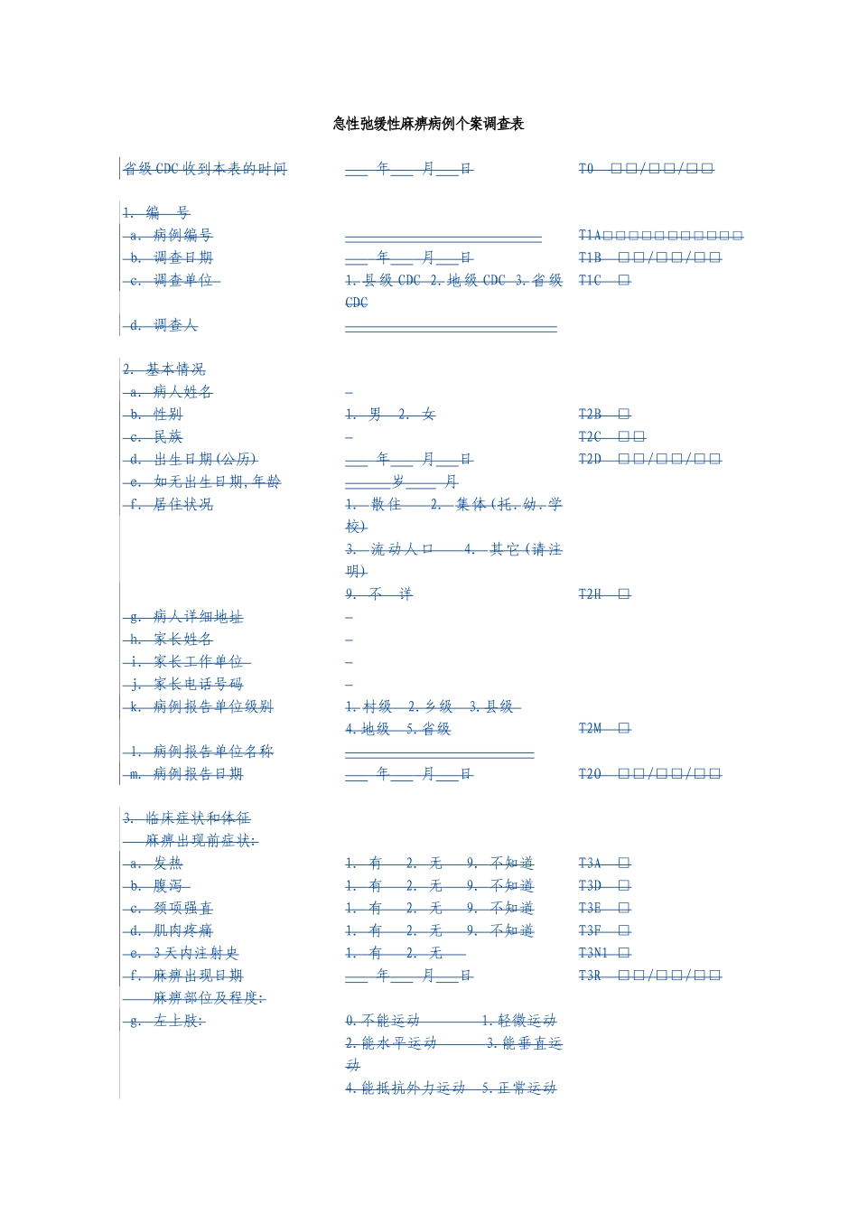 急性弛缓性麻痹病例个案调查表.doc_第1页