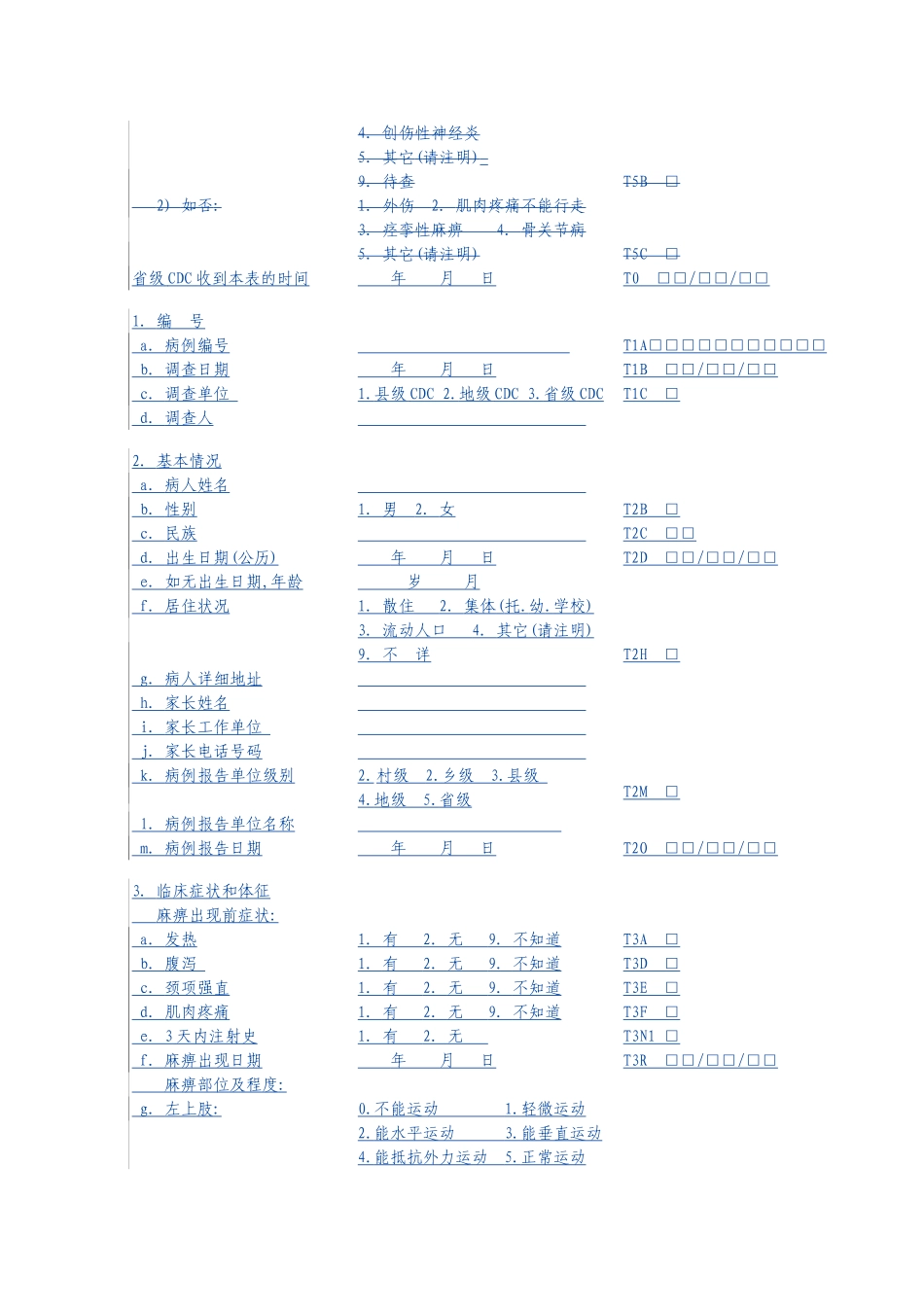 急性弛缓性麻痹病例个案调查表.doc_第3页