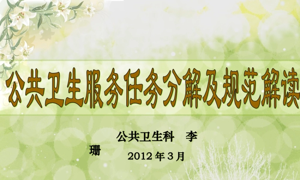 国家基本公共卫生任务分解及规范解读(乡村医生).ppt