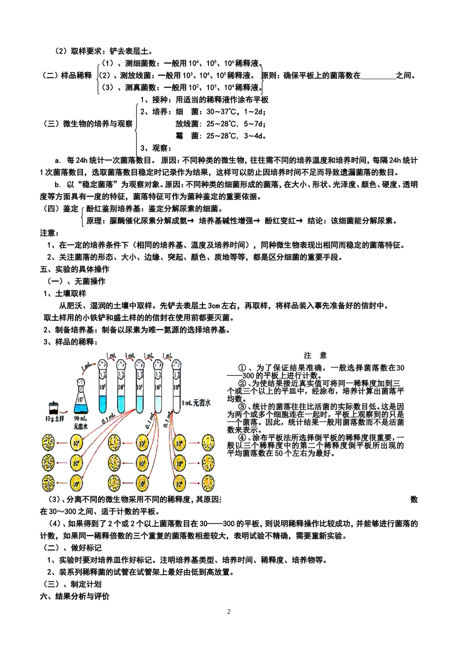 土壤中分解尿素的细菌的分离与计数导学案.doc_第2页