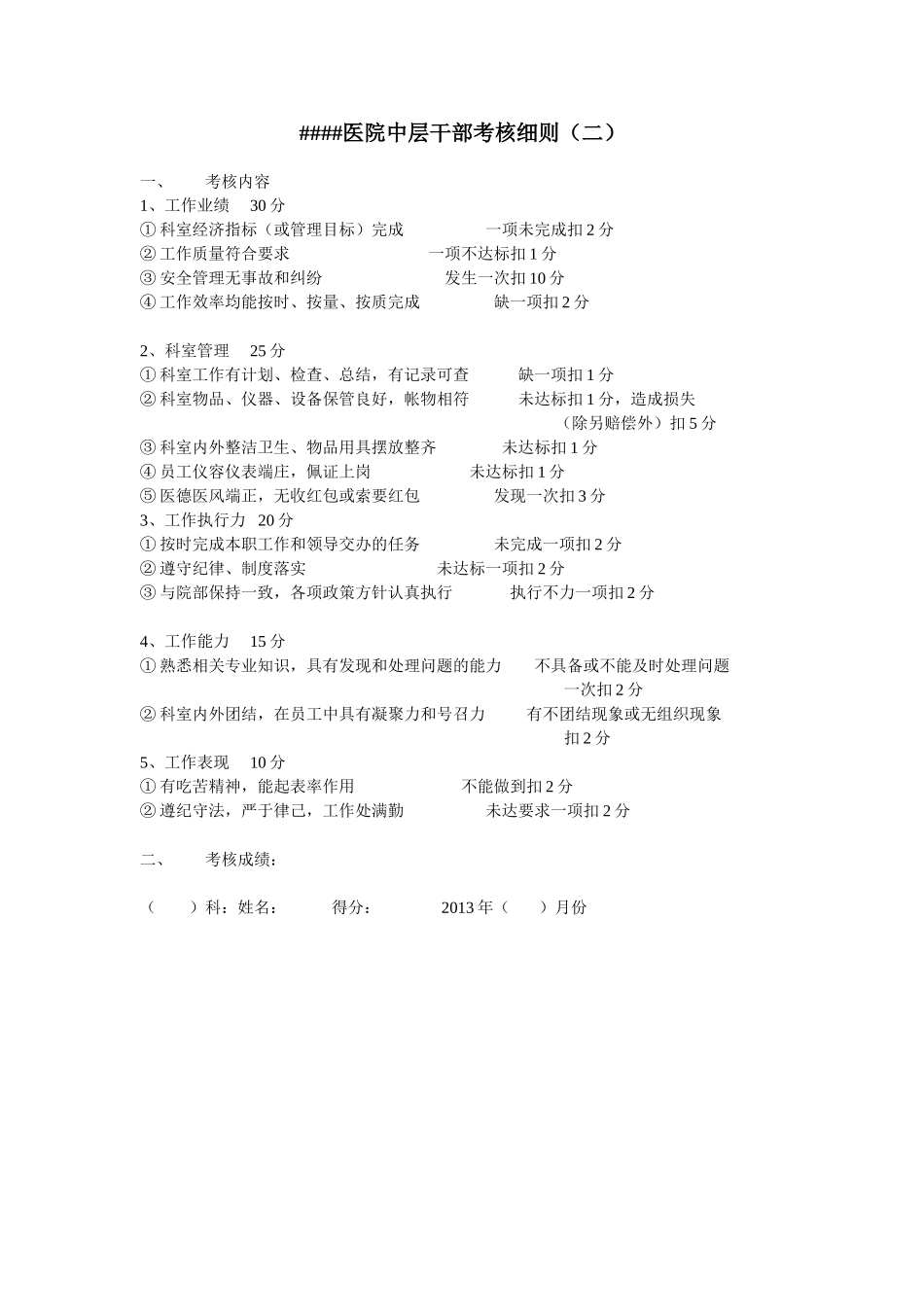 医院中层干部考核细则二.doc_第1页