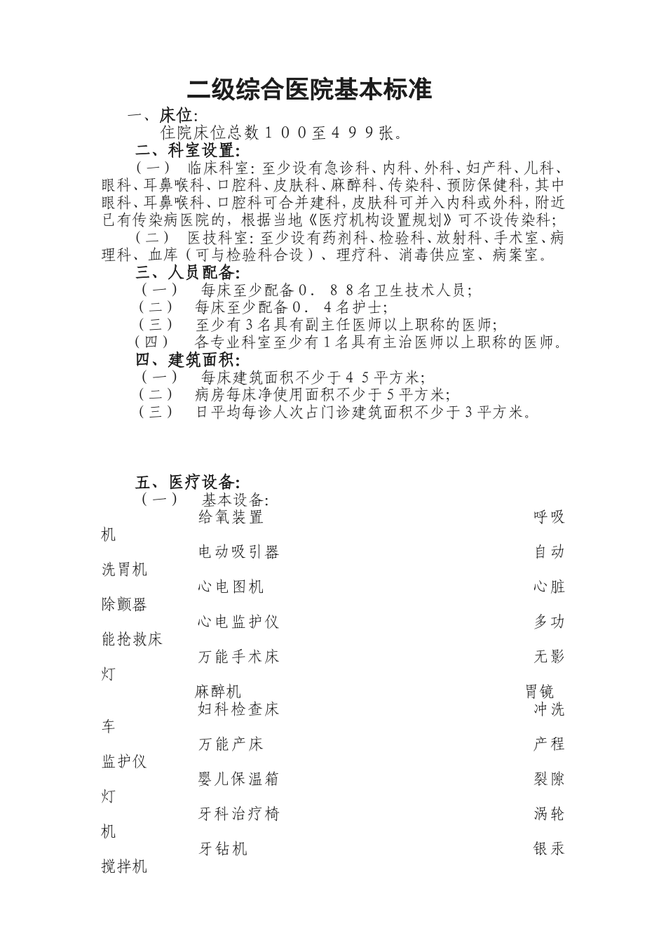 二级综合医院基本标准.doc_第1页