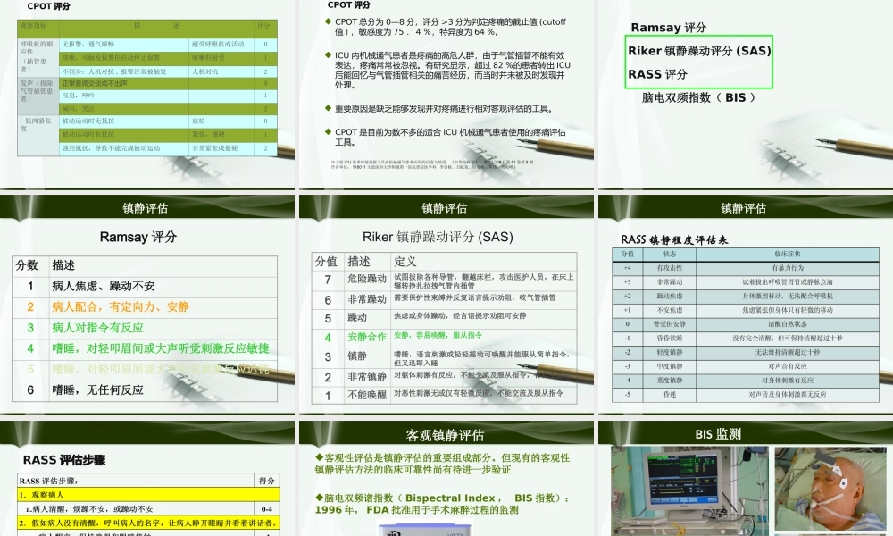ICU镇痛镇静、瞻妄评估.ppt