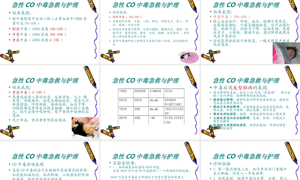 一氧化碳中毒急救PPT.ppt