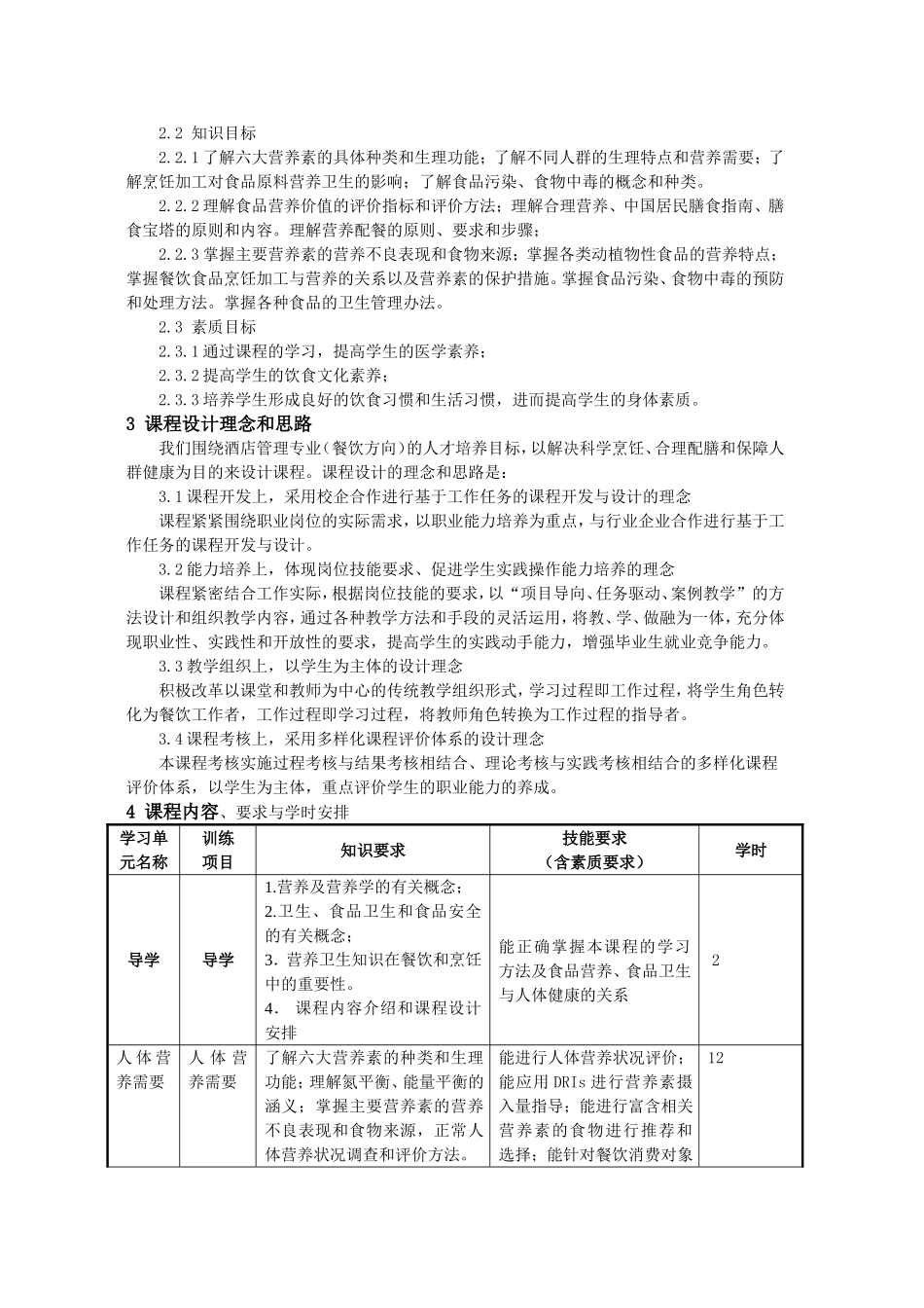《食品营养与卫生》课程标准.doc_第2页