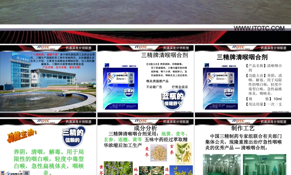 三精牌清喉咽合剂.ppt
