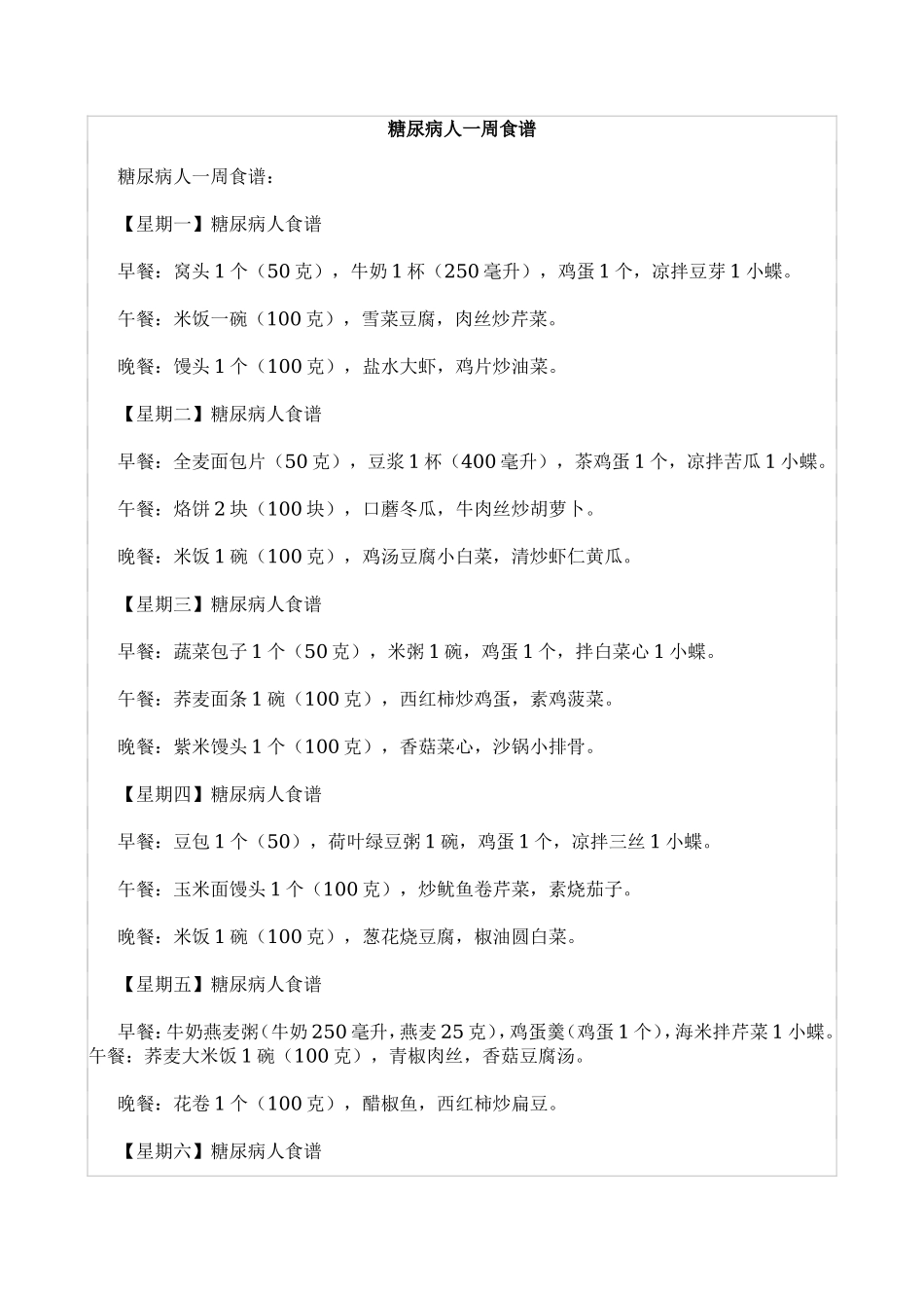 糖尿病人适合的一周食谱.doc_第1页