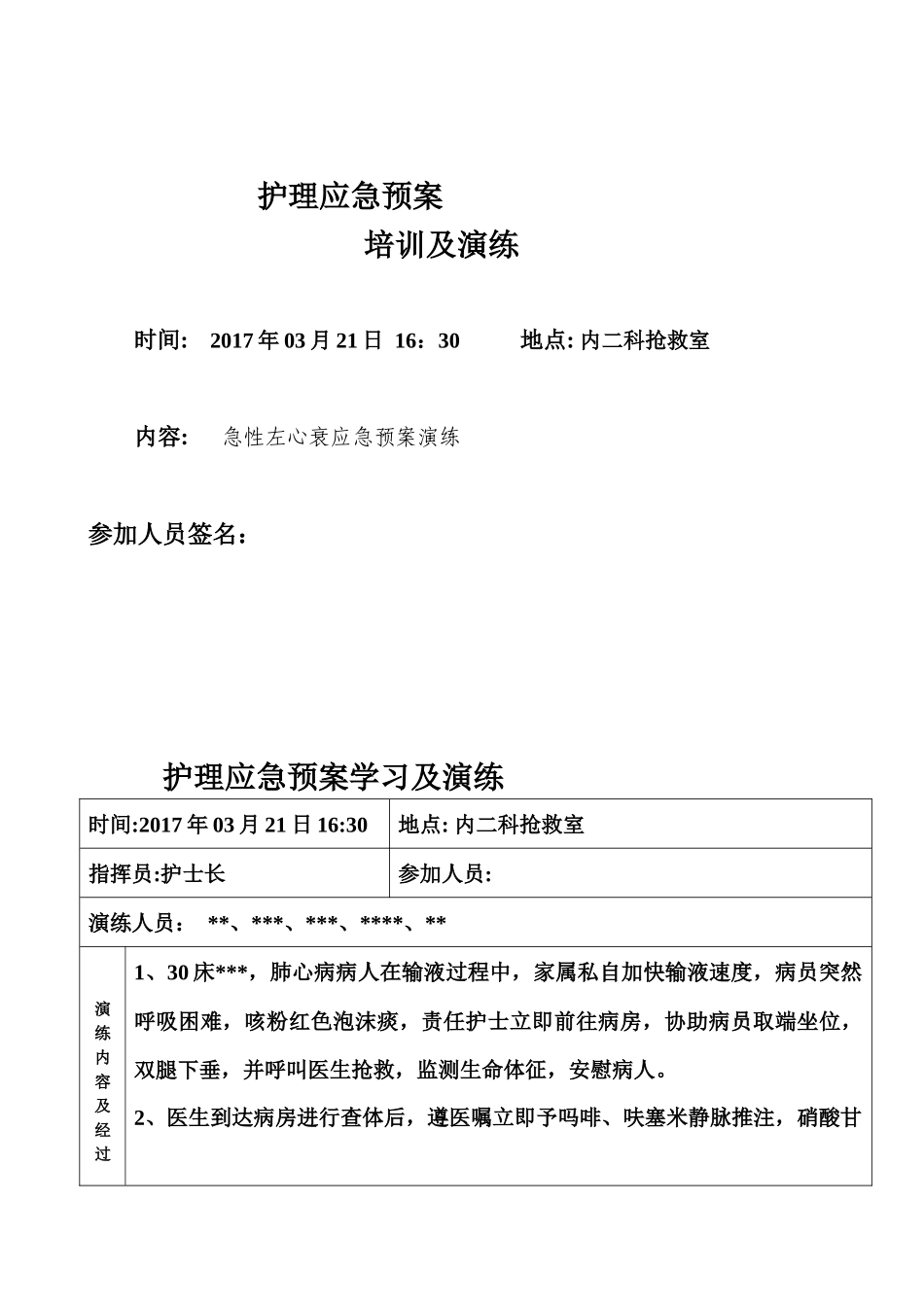 急性左心衰应急演练.docx_第1页