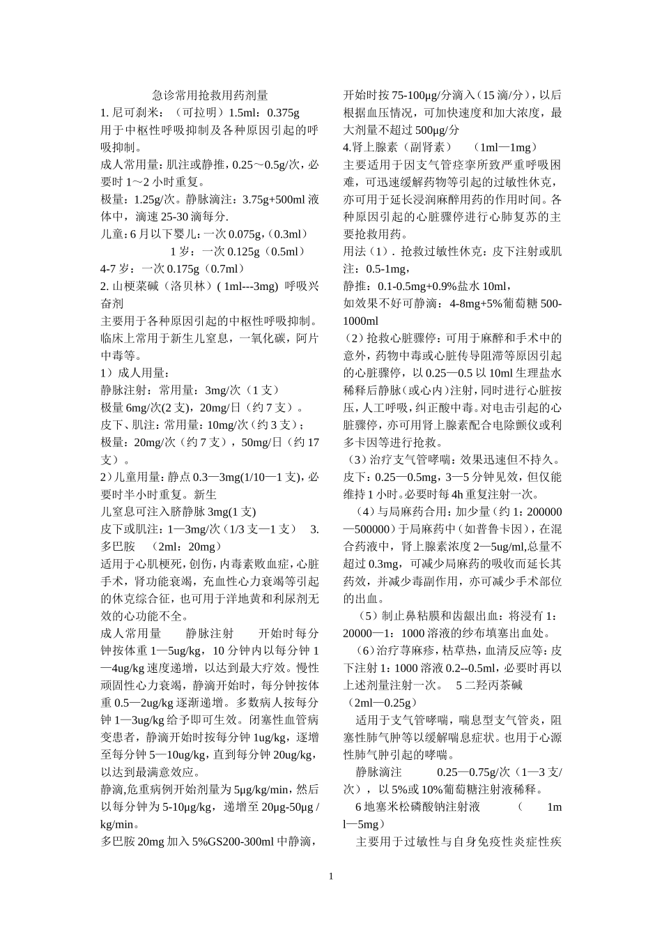 急诊常用抢救用药剂量.doc_第1页