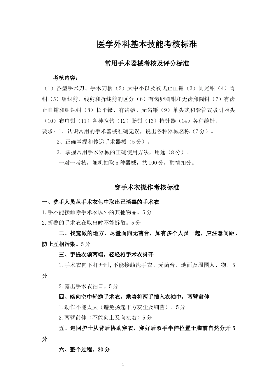 外科考核标准.docx_第1页