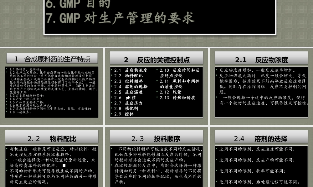 合成原料药生产过程及控制.ppt