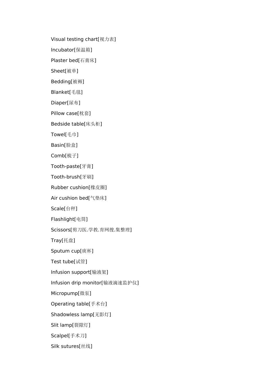医院日常用品和设备英文单词.doc_第2页