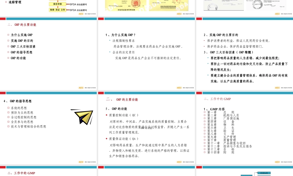 GMP认证在制药、食品等行业中的体现.ppt