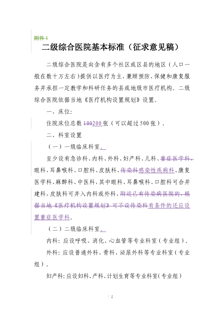 二级综合医院和三级综合医院基本标准征求意见稿.doc_第2页