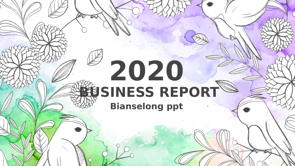 水彩晕染文艺花鸟PPT模板.pptx_第1页