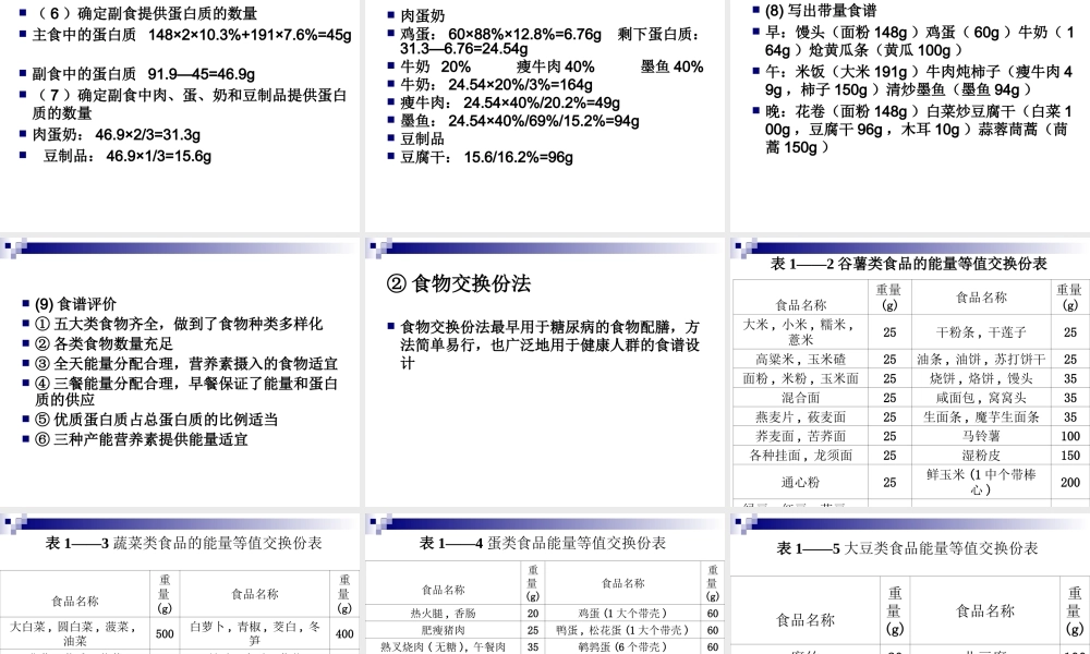 《烹饪营养与卫生》-第十一讲-食谱编制-2012优化版.ppt