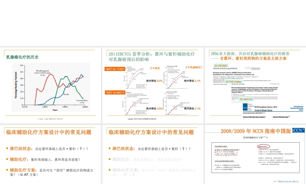 乳腺癌辅助化疗规范化中的几个问题.ppt