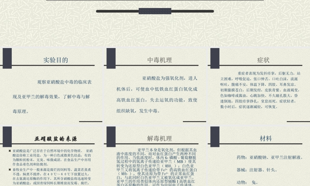 亚硝酸盐的中毒与解救.ppt