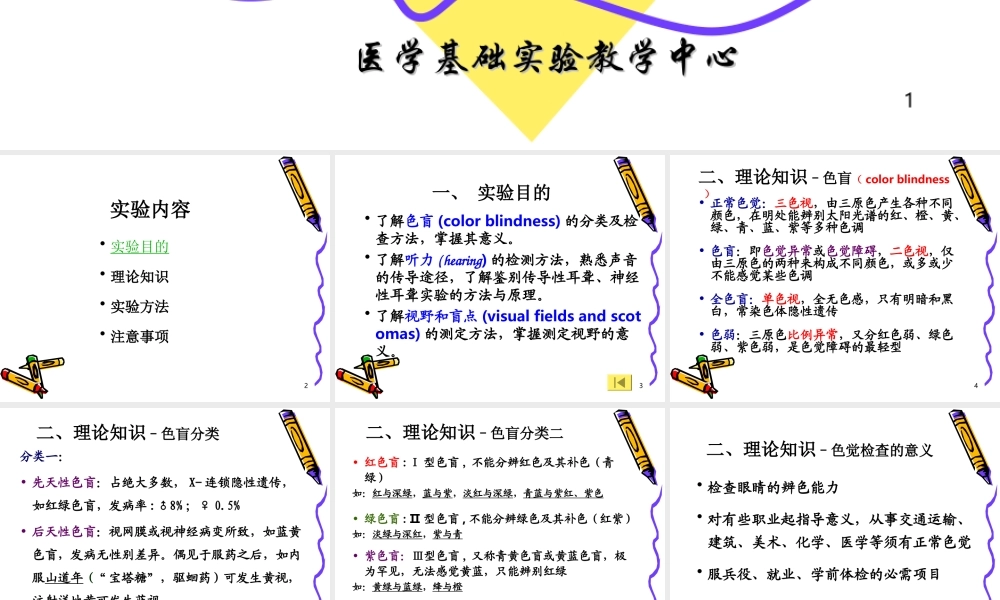 人体色盲、听力、视野测定Test-of-color-blindness--hearing-....ppt