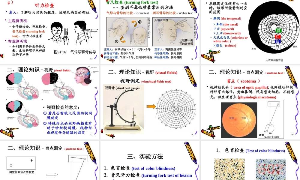 人体色盲、听力、视野测定Test-of-color-blindness--hearing-....ppt