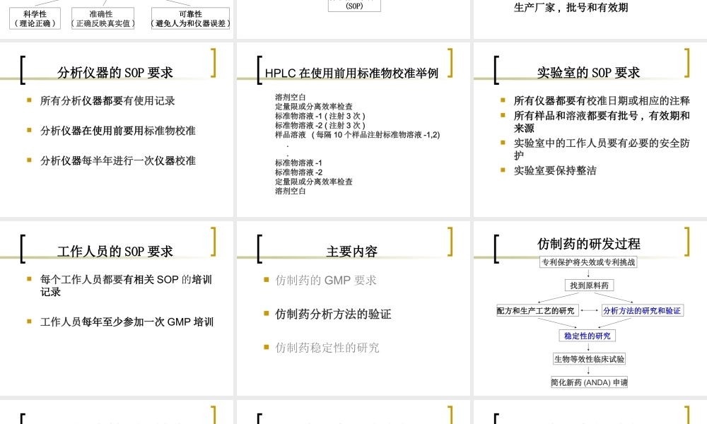 仿制药分析方法的验证和药品稳定性的研究--谭海松2011.11.27.ppt