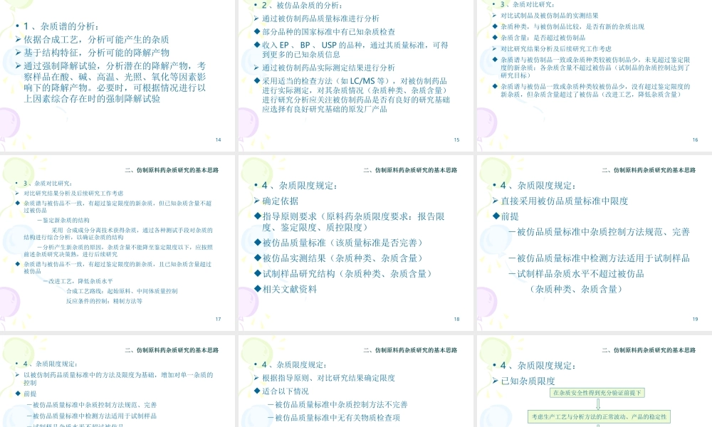 仿制药杂质研究的基本思路.ppt