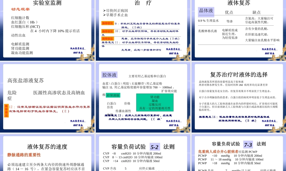 低血容量休克指南解读.ppt