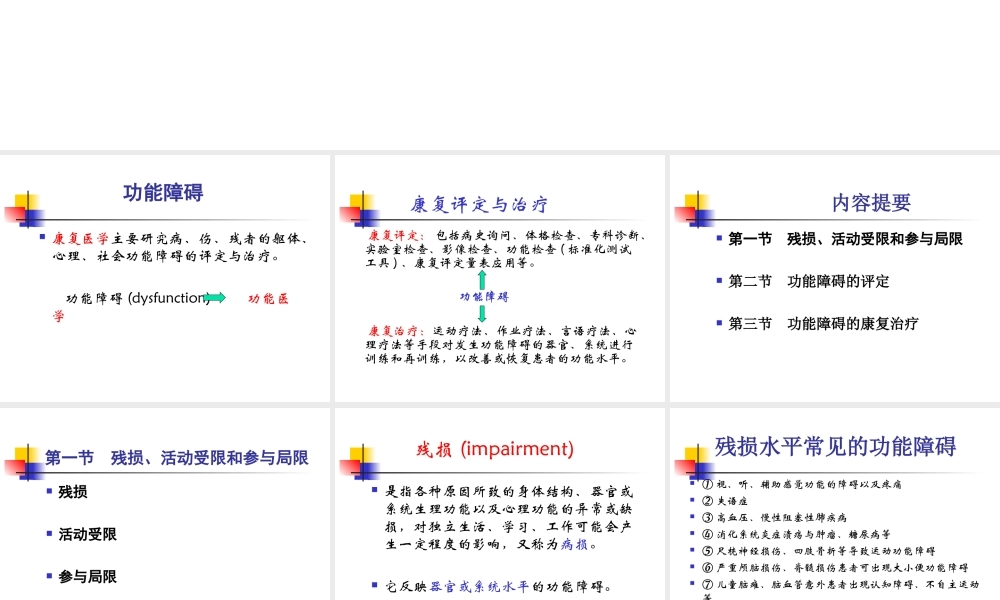 以ICF体系作为功能障碍评定的基本框架.ppt