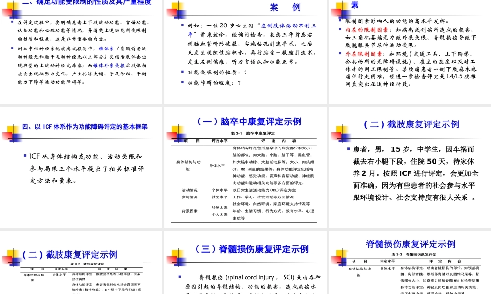 以ICF体系作为功能障碍评定的基本框架.ppt