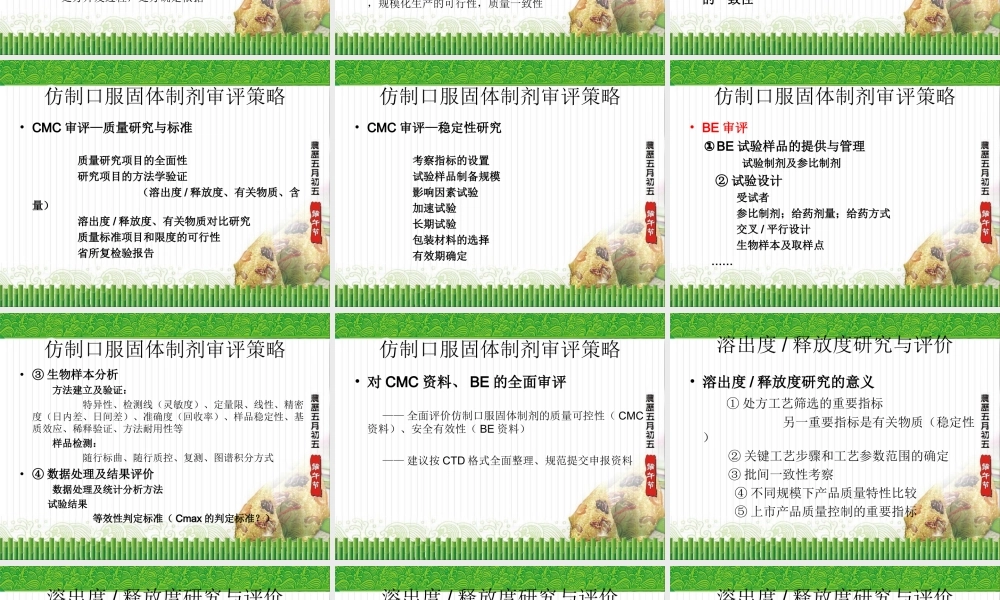 仿制药审评策略及案例口服固体制剂.ppt