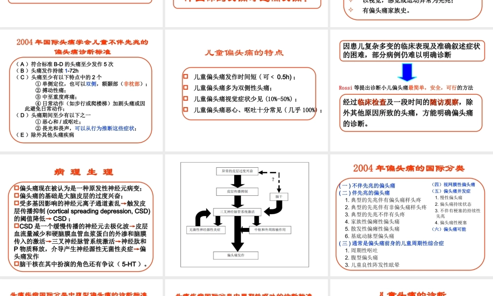 儿童偏头痛及其研究进展.ppt