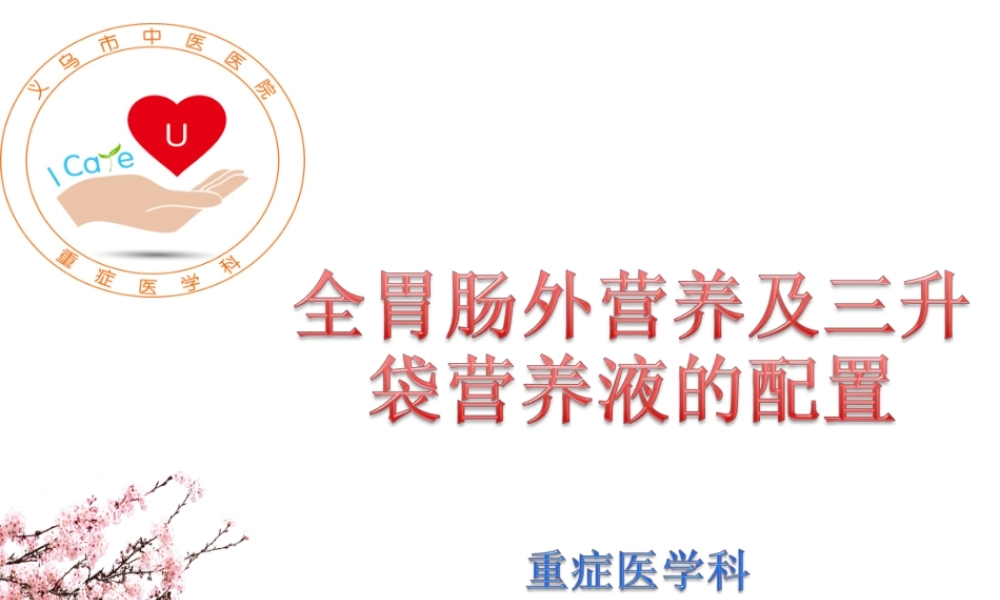 全胃肠外营养与3L袋配置.ppt