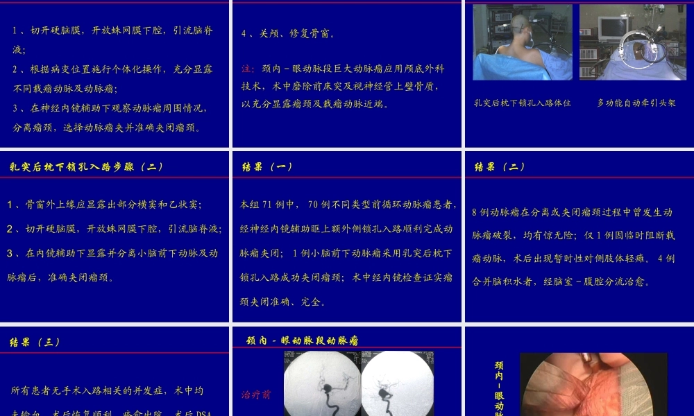 内镜辅助锁孔入路夹闭颅内动脉瘤.ppt