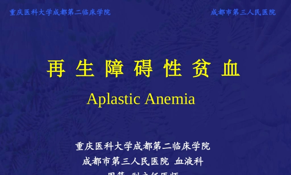 再生障碍性贫血教学PPT.ppt
