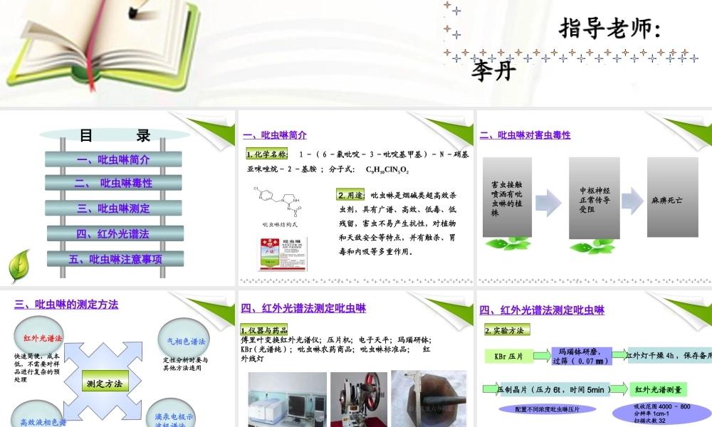 农药中吡虫啉的测定.ppt