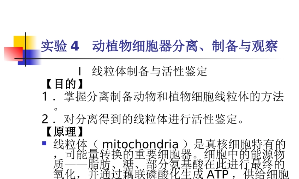 动植物细胞器离心法分离.ppt