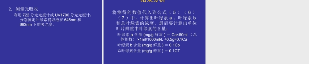 富营养化水体中藻类的测定叶绿素a法.ppt