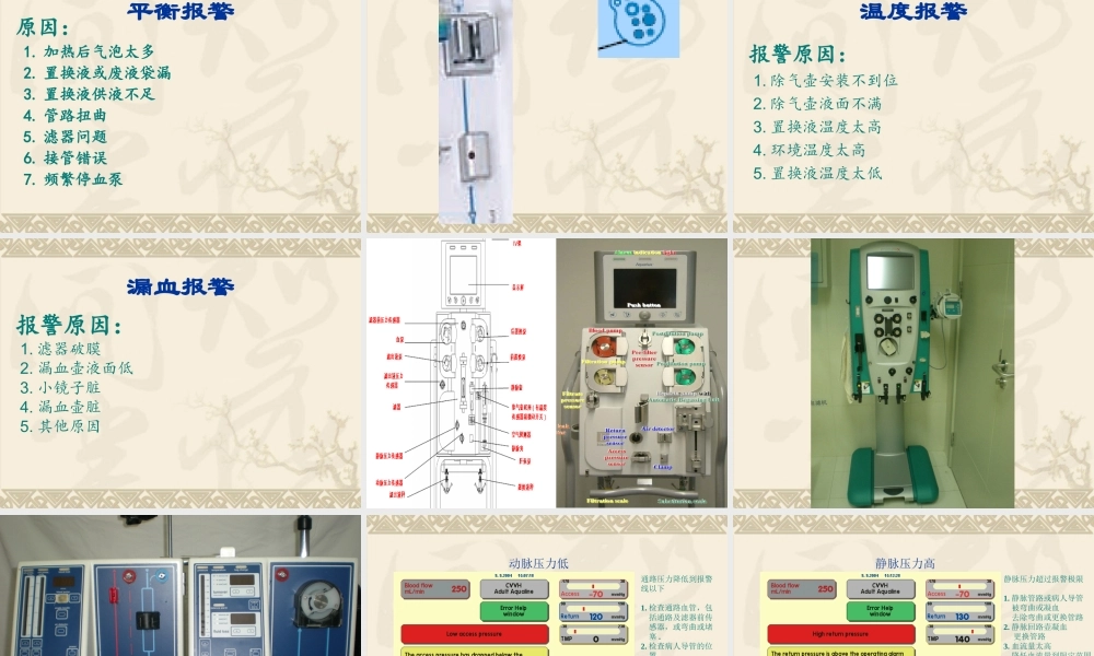 床旁血滤机报警原因分析.ppt