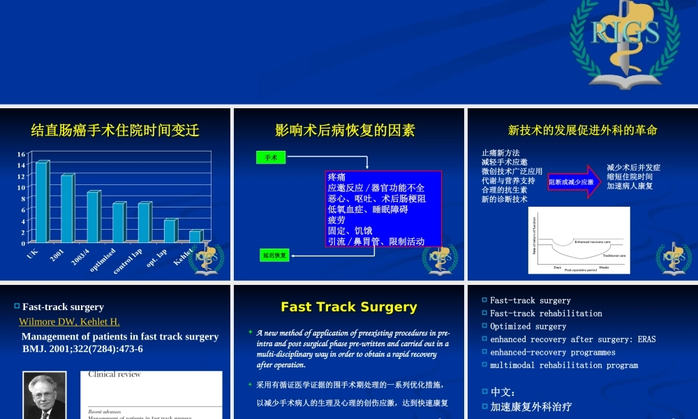 快速康复外科---新理念与我们的实践(会议资料).ppt