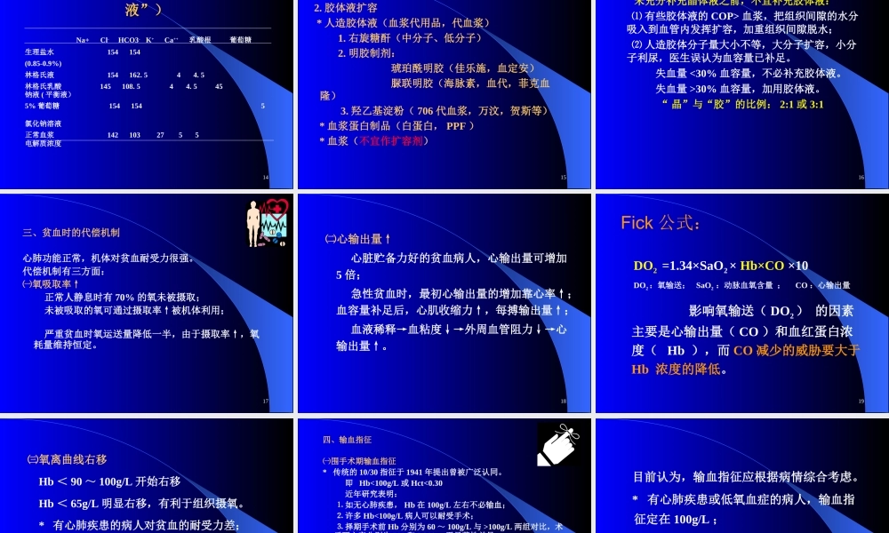 急性失血病人的液体复苏与输血.ppt