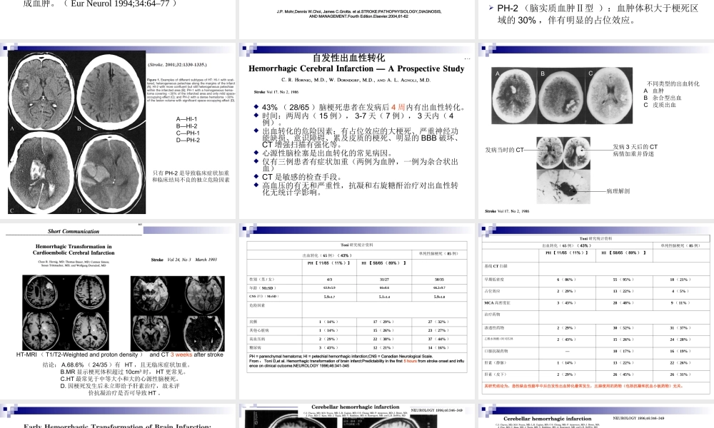急性缺血性脑卒中的出血转换(2009-07-19).ppt