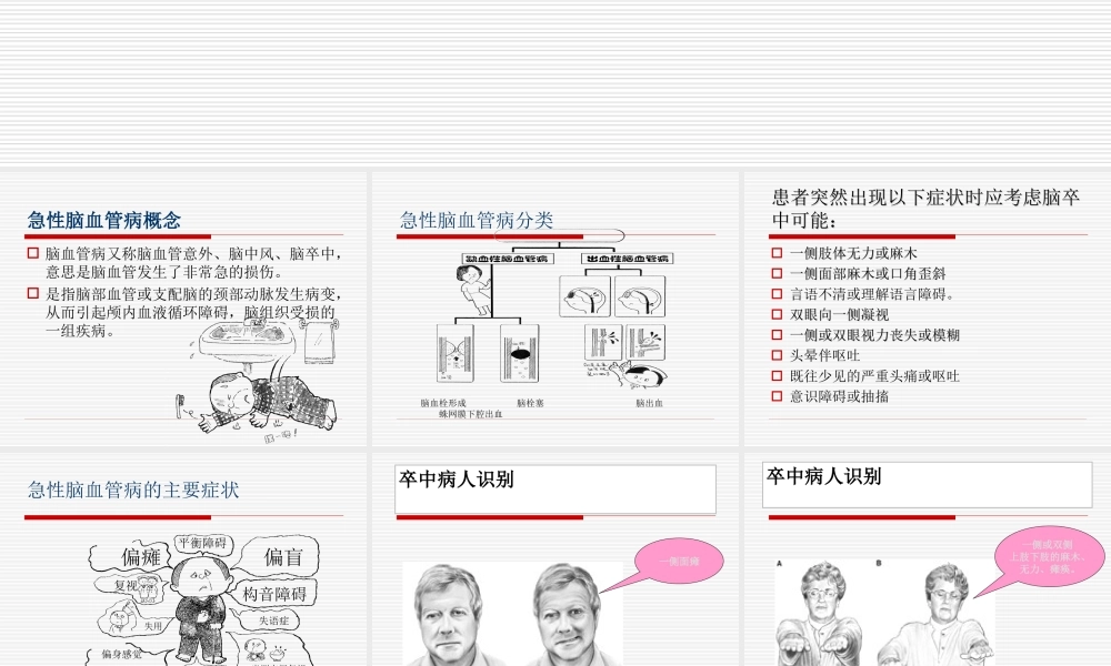 急性脑卒中的识别和急救流程.ppt