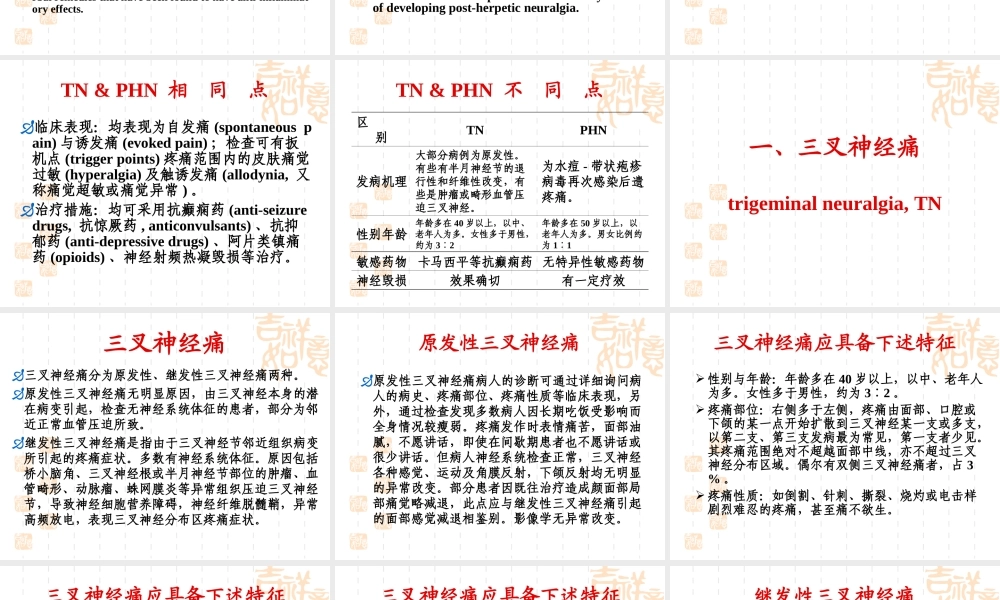 三叉神经痛与带状疱疹后神经痛.ppt