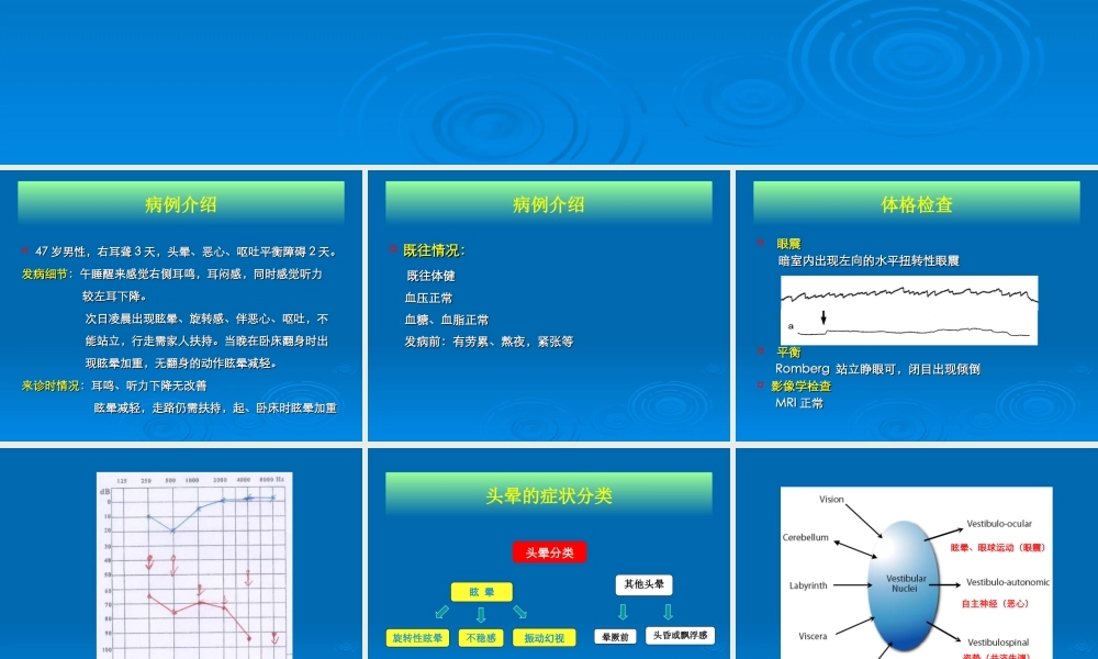 周围性眩晕病例分析与诊疗.ppt