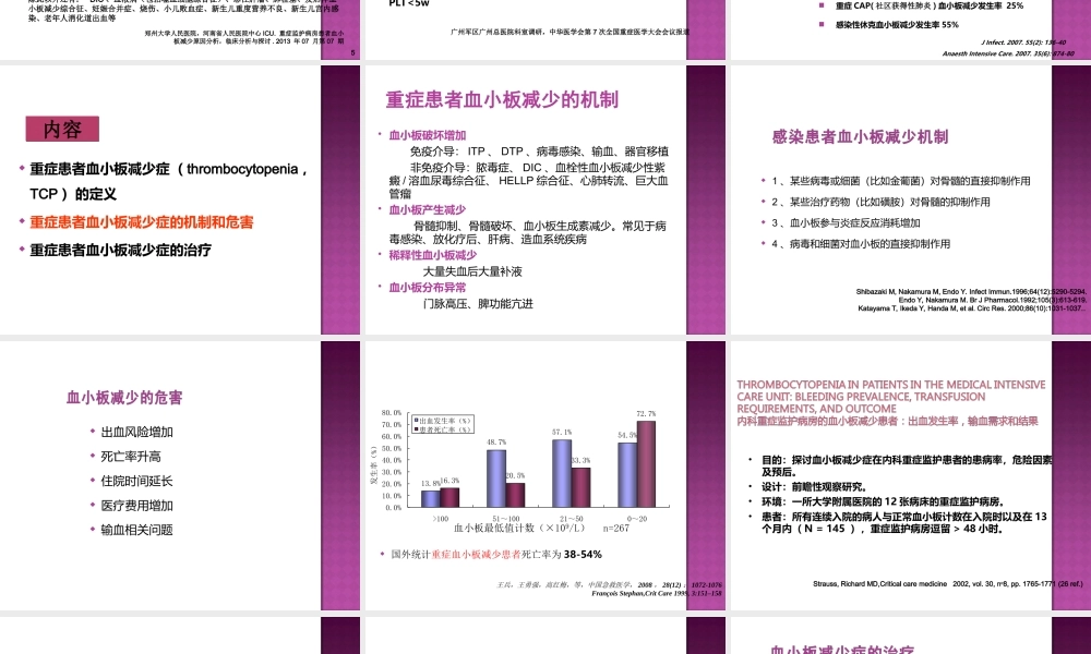 感染相关重症患者血小板减少该如何处理？.ppt