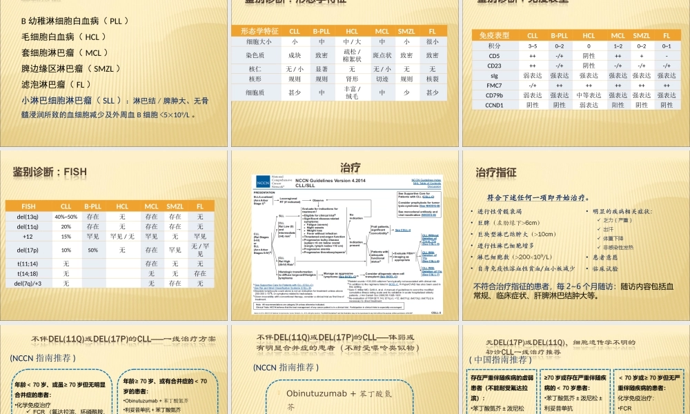 慢性淋巴细胞白血病CLL指引解读.ppt