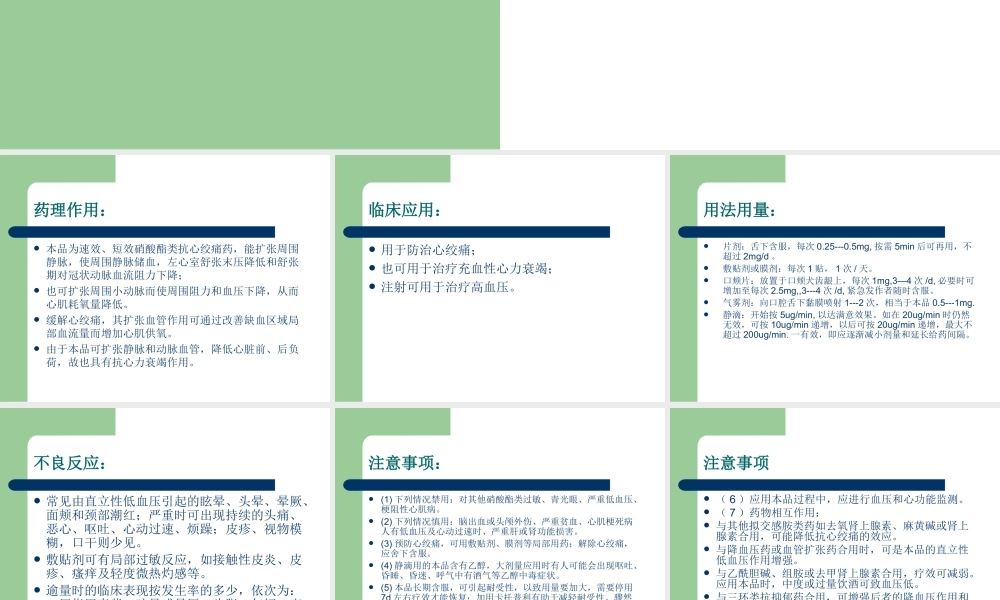 抗心绞痛药---硝酸甘油.ppt