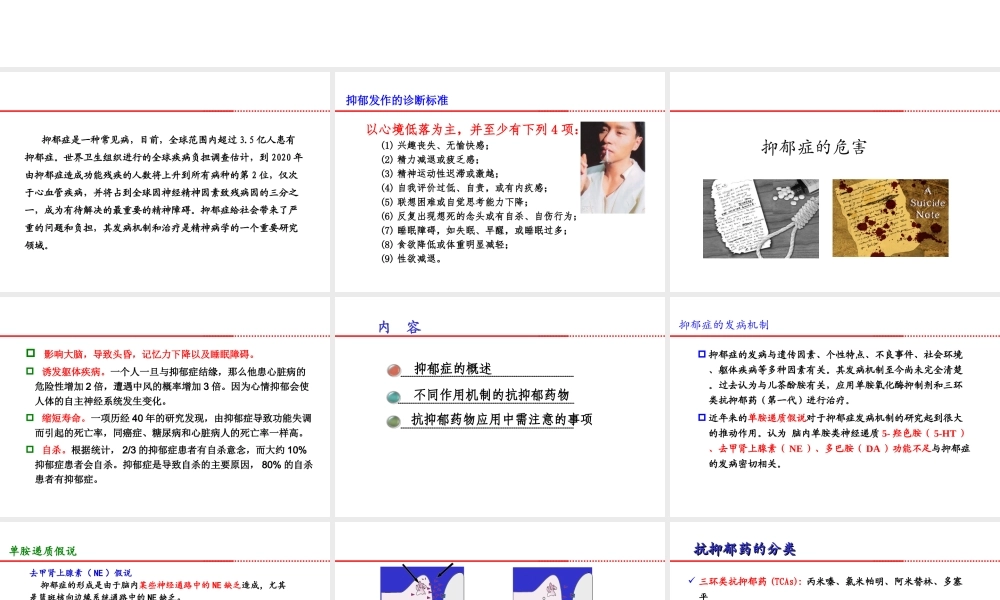 抗抑郁药的使用廖晓飞.ppt